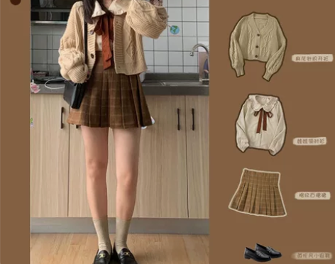 早秋港风复古chic盐系穿搭小个子学院风网...