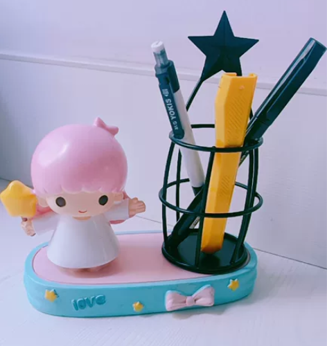 天使情侣系列铁艺笔筒粉色摆件 树脂工艺品情...