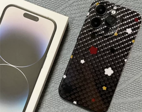 黑色油画格子艺术星星适用苹果15手机壳原创...