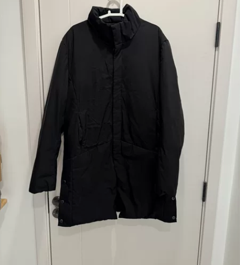 男羽绒服 中长款 180左右可穿 明显穿着...