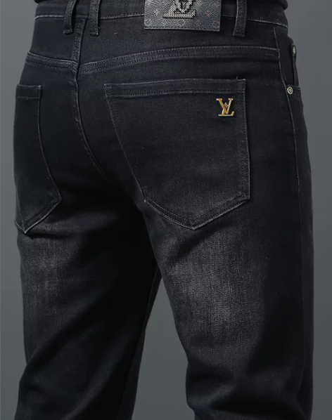 ?意大利冬季厚款高端黑色牛仔裤男潮牌不掉色...