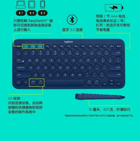 【官方旗舰店】罗技K380无线蓝牙网红键盘...
