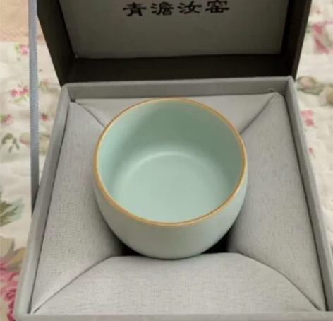 青澹汝窑悟道杯汝窑杯个人杯高档陶瓷茶杯开片...