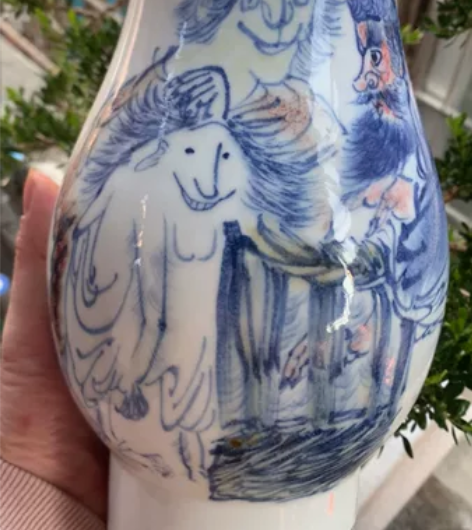 景德镇手绘花瓶 彭建辉手绘、有证书、不议价...