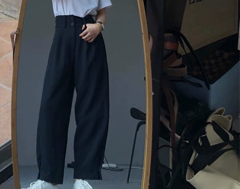 梨形身材女生裤子不显胯大码秋冬休闲裤女胖妹...