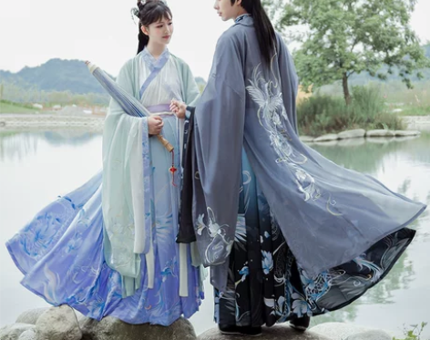 如梦霓裳春款汉服女装情侣装大袖衫若耶山海经...
