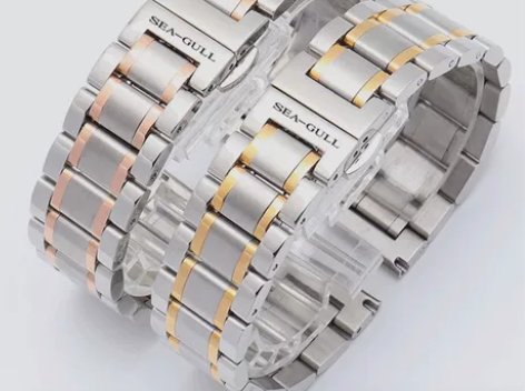 海鸥表带男女钢带精钢手表带蝴蝶扣表链适用8...