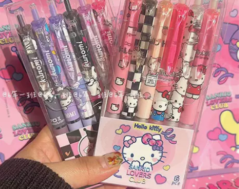 库洛米凯蒂猫卡通学生好写速干按动笔ins中...