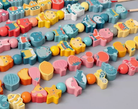 全新包邮 儿童串珠子穿线绳益智专注力训练积...