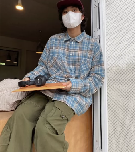 美式复古格子衬衫男春秋新款宽松休闲慵懒风长...