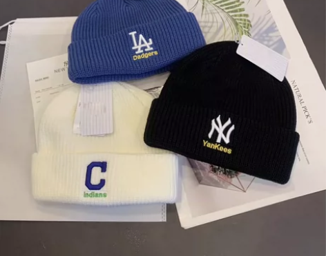 全新MLB秋冬季新款字母刺绣NY针织帽女L...