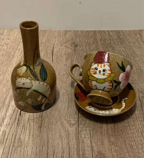 景德镇复古手工陶瓷作品，咖啡杯碟全新，花瓶...