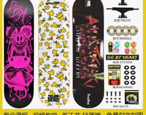 DBH滑板专业板初学者男女生滑板四轮刷街技...