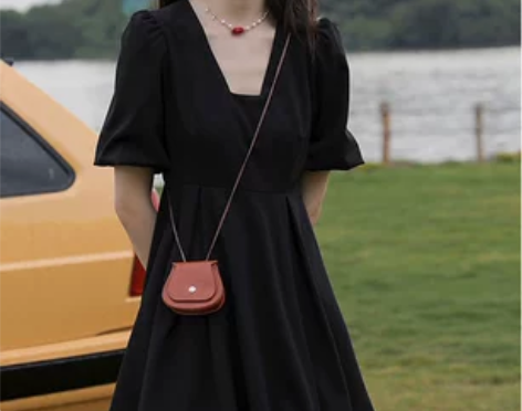 CHICVEN「关于未来」复古小众泡泡袖花...