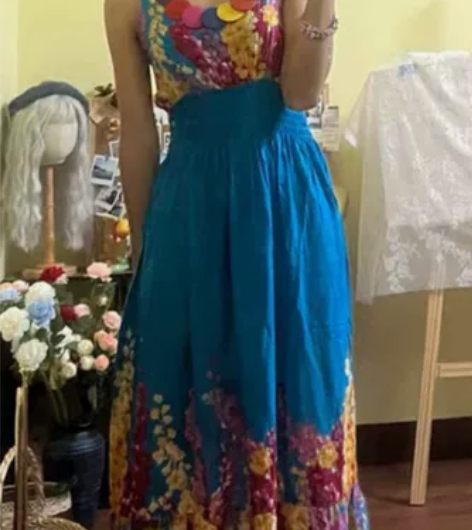 民族风旅行街拍国风碎花复古时尚气质修身公主...