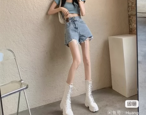 高腰牛仔短裤女夏2023新款显瘦春款泫雅a...