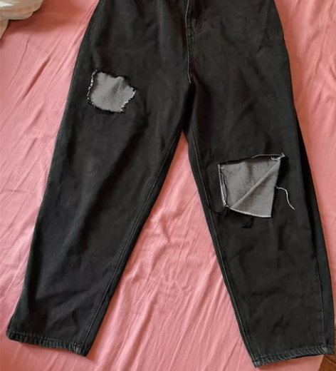 emoji国潮美式裤子高街男小众设计感破洞...