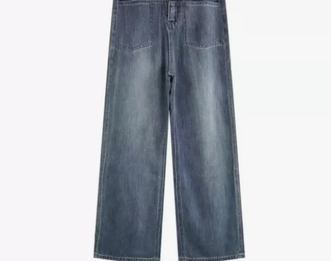 宽松牛仔裤女 高腰百搭阔腿裤 M码 适合1...