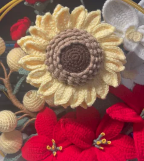创意向日葵花篮 四股牛奶棉纯手工钩织感兴趣...