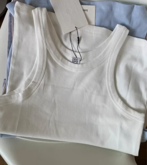 toteme工字背心女夏螺纹白色背心北欧风...