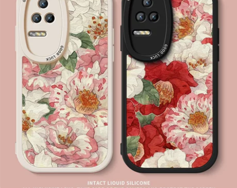 山茶花适用红米k50手机壳小米k50pro小羊皮k50至尊版...