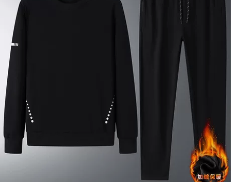 啄木鸟运动套装男中青年春秋新款圆领卫衣加绒...