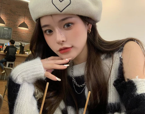 粥可可 秋冬帽子女爱心毛呢贝雷帽ins潮春...