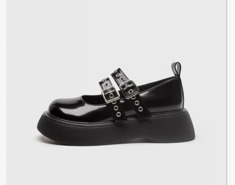 复古玛丽珍鞋女法式大头娃娃鞋圆头松糕厚底单...