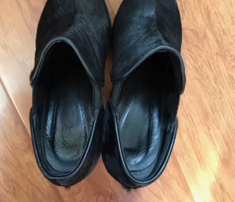 订做小码真皮马毛防水台粗跟秋冬女单鞋，32...