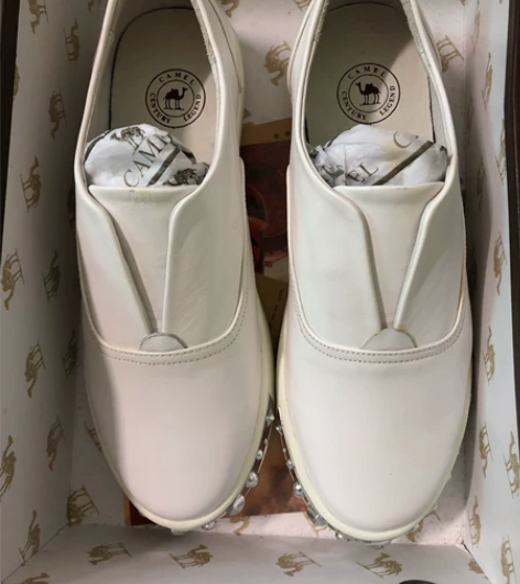 Camel骆驼女鞋 简约休闲水染牛皮低跟舒...