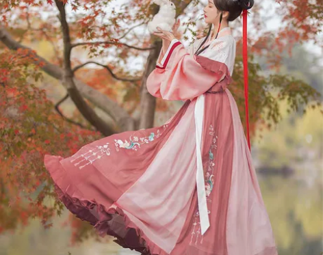 图1【醉雨朵】兔莲语全套晋制齐腰交领夏季，...