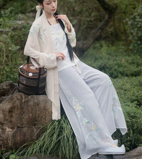 【汉服】清江引原创醉春绣花宋裤日常清新春夏...