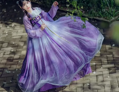 ?千韵岗原创 辰莲鱼梦 紫色 两片式齐胸襦...