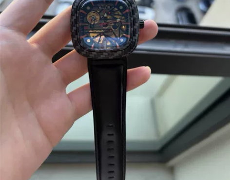 碳纤维方形全自动机械表手表 真皮 小方块机...