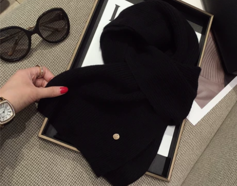 高品质100%纯羊毛围巾女冬保暖百搭纯色针...