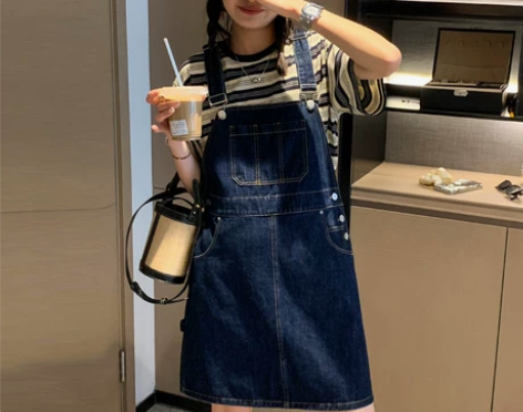 牛仔背带连衣裙女欧洲站夏装2023新款欧货...