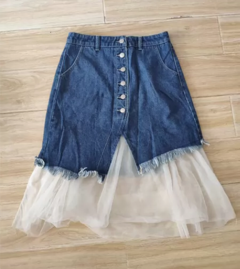 拉夏贝尔旗下品牌7M高腰M码无弹力个性牛仔...