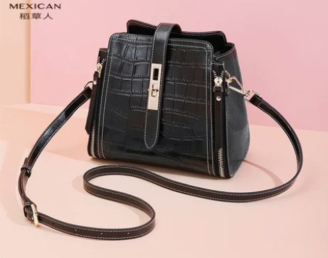 稻草人女士包包 油蜡牛皮复古手提包 百搭潮...