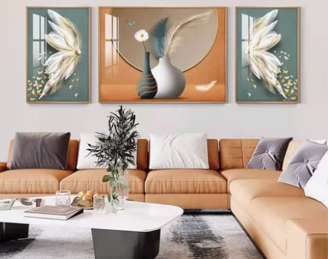 客厅精致装饰画现代简约三联挂画沙发背景墙山...