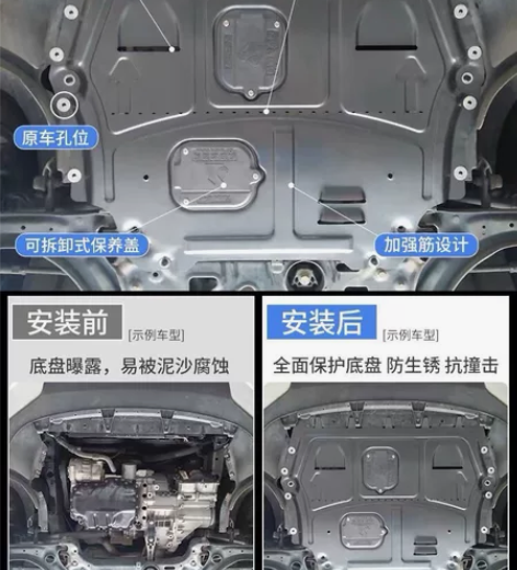 十代思域底盘～发动机下护板，塑钢材质 材质...