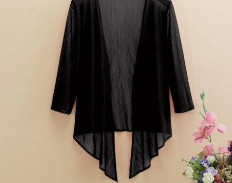 春夏宽松中长款针织衫女开衫薄款空调衫披肩防...