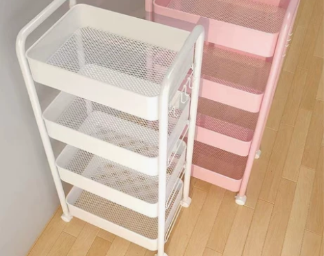 可折叠置物架小推车免安装置物架小推车美容车...