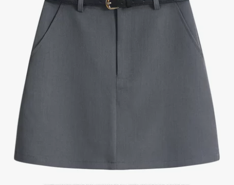 灰色包臀半身裙女夏季新款学院风小个子高腰显...