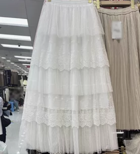 长裙女2024新款早春法式甜美蕾丝网纱蛋糕...