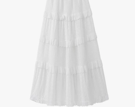 蛋糕裙蕾丝白色半身裙女长款法式高腰A字裙长...