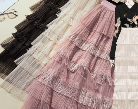 网纱半身裙女很仙裙子层层仙女纱裙长裙春秋流...