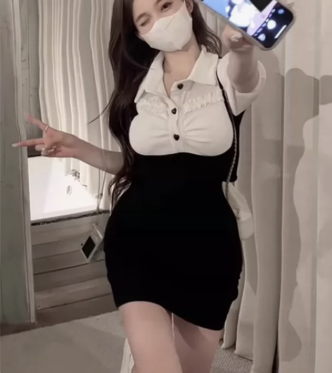 假两件针织连衣裙女夏季新款法式甜辣风泡泡袖...