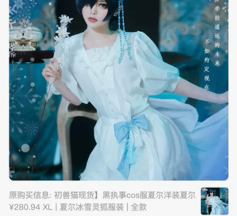 出夏尔c服 冰雪灵狐 仅穿过一次 可直拍...