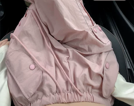 灰粉色工装裤女小个子夏薄款高腰直筒阔腿休闲...