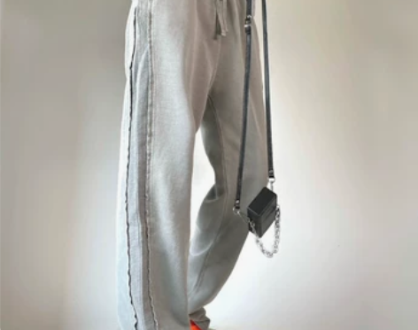 运动裤女夏季宽松大码胖mm高腰休闲直筒拼接...